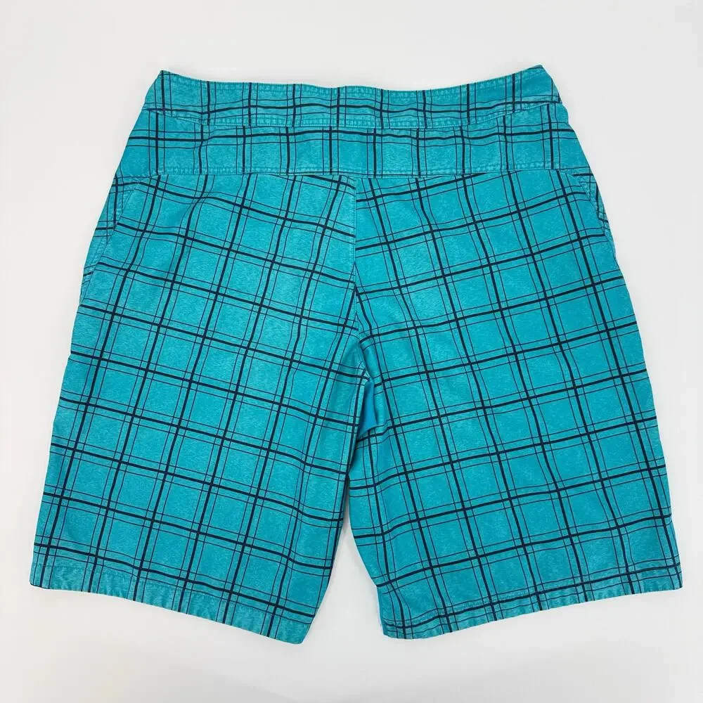 Nike Size Large Blue Black Checkered Board Shorts Swim Trunks
